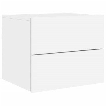 vidaXL Κομοδίνο Επιτοίχιο με Φώτα LED Λευκό 50x39x41cm 1 τεμ.