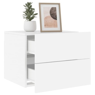 vidaXL Κομοδίνο Επιτοίχιο με Φώτα LED Λευκό 50x39x41cm 1 τεμ.