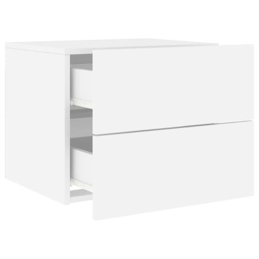 vidaXL Κομοδίνο Επιτοίχιο με Φώτα LED Λευκό 50x39x41cm 1 τεμ.