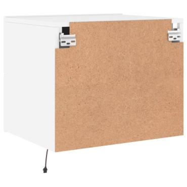 vidaXL Κομοδίνο Επιτοίχιο με Φώτα LED Λευκό 50x39x41cm 1 τεμ.