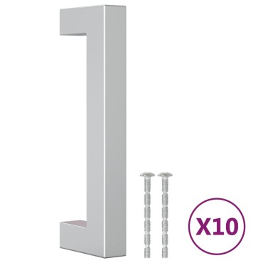 vidaXL Λαβές Ντουλαπιών 10 τεμ. Ασημί 96 χιλ. από Ανοξείδωτο Ατσάλι