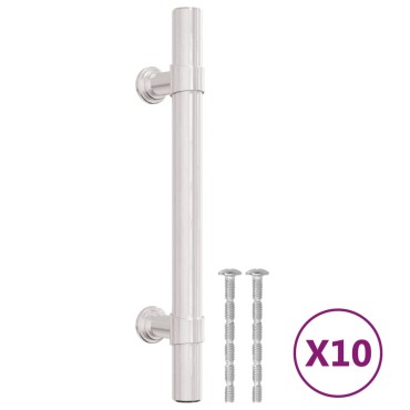 vidaXL Λαβές Ντουλαπιών 10 τεμ. Ασημί 96 χιλ. από Ανοξείδωτο Ατσάλι