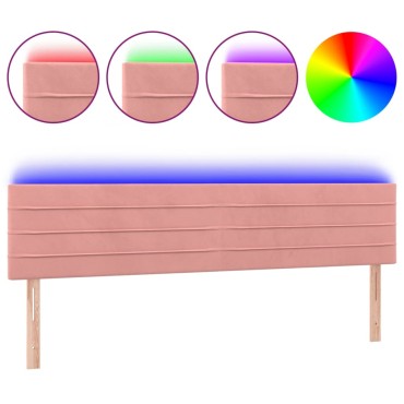 vidaXL Κεφαλάρι Κρεβατιού LED Ροζ 160x5x78/88cm Βελούδινο 1 τεμ.