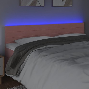 vidaXL Κεφαλάρι Κρεβατιού LED Ροζ 160x5x78/88cm Βελούδινο 1 τεμ.