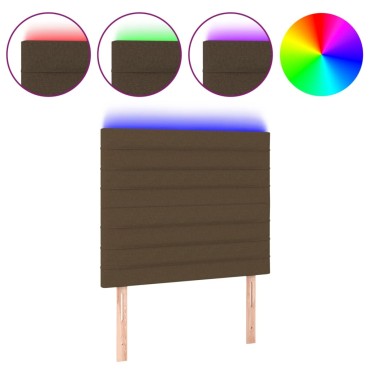 vidaXL Κεφαλάρι Κρεβατιού LED Σκούρο Καφέ 80x5x118/128cm Υφασμάτινο 1 τεμ.