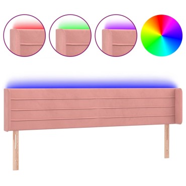 vidaXL Κεφαλάρι Κρεβατιού LED Ροζ 163x16x78/88cm Βελούδινο 1 τεμ.