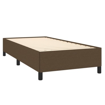 vidaXL Κρεβάτι Boxspring με Στρώμα Σκούρο Καφέ 90x200 εκ. Υφασμάτινο
