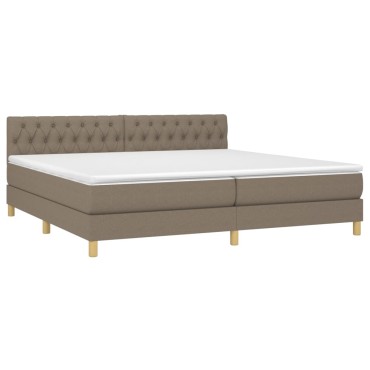 vidaXL Κρεβάτι Boxspring με Στρώμα & LED Taupe 200x200 εκ. Υφασμάτινο