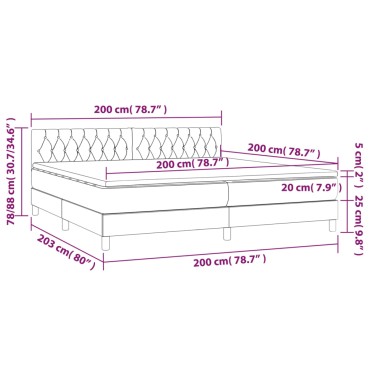 vidaXL Κρεβάτι Boxspring με Στρώμα & LED Taupe 200x200 εκ. Υφασμάτινο