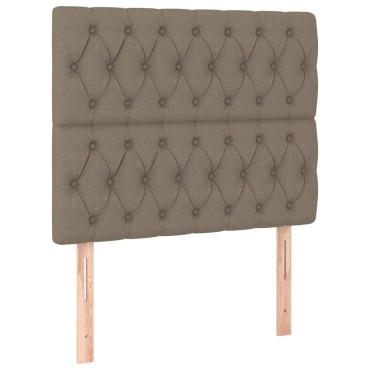 vidaXL Κρεβάτι Boxspring με Στρώμα & LED Taupe 100x200 εκ. Υφασμάτινο