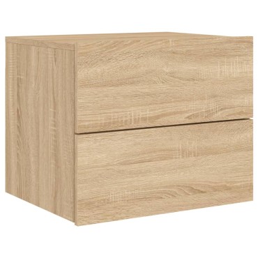 vidaXL Κομοδίνο Επιτοίχιο με Φώτα LED Sonoma Δρυς 50x39x41cm 1 τεμ.