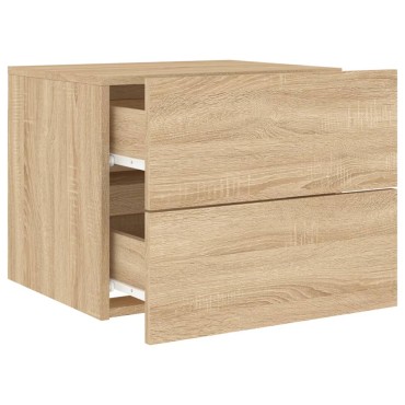vidaXL Κομοδίνο Επιτοίχιο με Φώτα LED Sonoma Δρυς 50x39x41cm 1 τεμ.