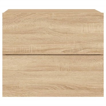 vidaXL Κομοδίνο Επιτοίχιο με Φώτα LED Sonoma Δρυς 50x39x41cm 1 τεμ.