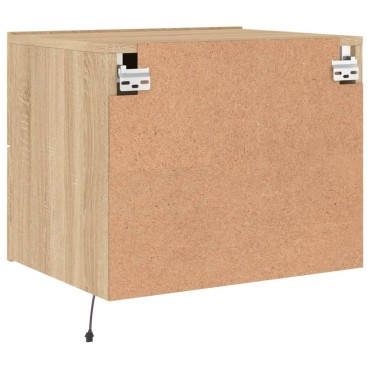 vidaXL Κομοδίνο Επιτοίχιο με Φώτα LED Sonoma Δρυς 50x39x41cm 1 τεμ.