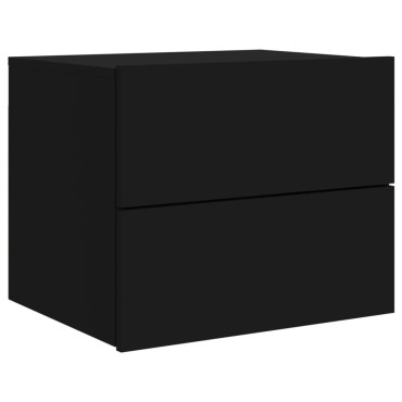 vidaXL Κομοδίνο Επιτοίχιο με Φώτα LED Μαύρο 50x39x41cm 1 τεμ.