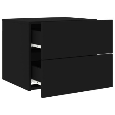 vidaXL Κομοδίνο Επιτοίχιο με Φώτα LED Μαύρο 50x39x41cm 1 τεμ.