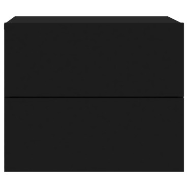 vidaXL Κομοδίνο Επιτοίχιο με Φώτα LED Μαύρο 50x39x41cm 1 τεμ.