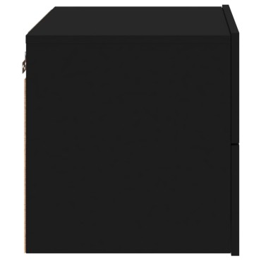 vidaXL Κομοδίνο Επιτοίχιο με Φώτα LED Μαύρο 50x39x41cm 1 τεμ.