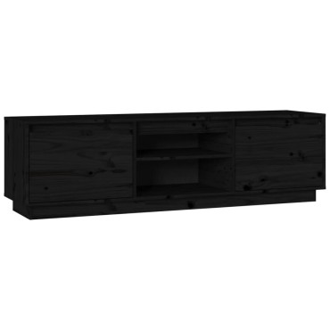 vidaXL Έπιπλο Τηλεόρασης Μαύρο 140x35x40cm από Μασίφ Ξύλο Πεύκου