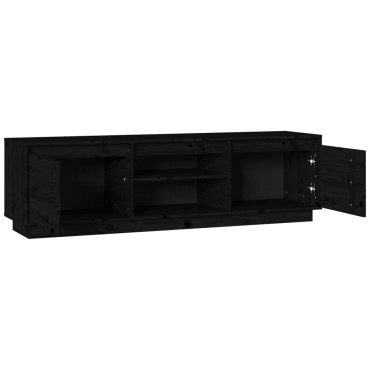 vidaXL Έπιπλο Τηλεόρασης Μαύρο 140x35x40cm από Μασίφ Ξύλο Πεύκου
