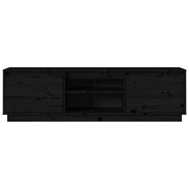 vidaXL Έπιπλο Τηλεόρασης Μαύρο 140x35x40cm από Μασίφ Ξύλο Πεύκου