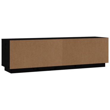 vidaXL Έπιπλο Τηλεόρασης Μαύρο 140x35x40cm από Μασίφ Ξύλο Πεύκου