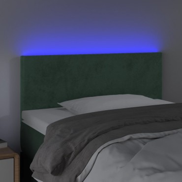 vidaXL Κεφαλάρι Κρεβατιού LED Σκούρο Πράσινο 90x5x78/88cm Βελούδινο 1 τεμ.