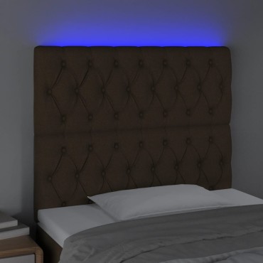 vidaXL Κεφαλάρι Κρεβατιού LED Σκούρο Καφέ 90x7x118/128cm Υφασμάτινο 1 τεμ.