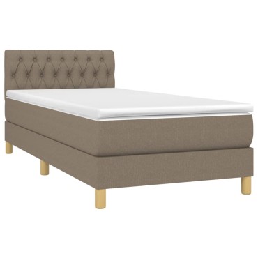 vidaXL Κρεβάτι Boxspring με Στρώμα & LED Taupe 100x200 εκ. Υφασμάτινο