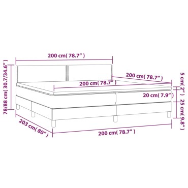 vidaXL Κρεβάτι Boxspring με Στρώμα & LED Taupe 200x200 εκ. Υφασμάτινο