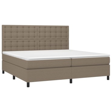 vidaXL Κρεβάτι Boxspring με Στρώμα & LED Taupe 200x200 εκ. Υφασμάτινο