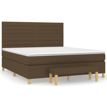 vidaXL Κρεβάτι Boxspring με Στρώμα Σκούρο Καφέ 160x200 εκ Υφασμάτινο