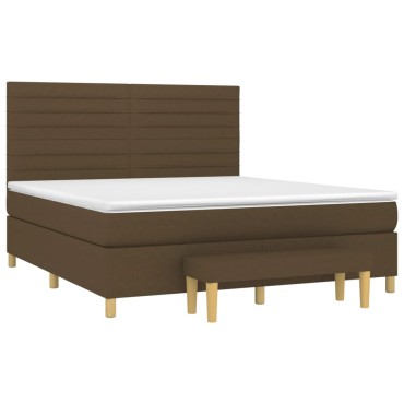 vidaXL Κρεβάτι Boxspring με Στρώμα Σκούρο Καφέ 160x200 εκ Υφασμάτινο
