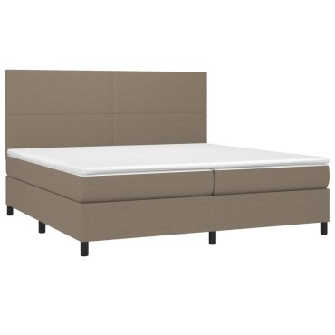 vidaXL Κρεβάτι Boxspring με Στρώμα & LED Taupe 200x200 εκ. Υφασμάτινο