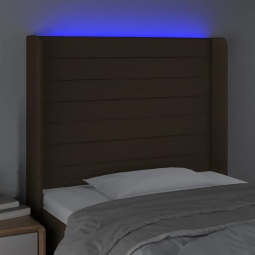 vidaXL Κεφαλάρι Κρεβατιού LED Σκούρο Καφέ 83x16x118/128cm Υφασμάτινο 1 τεμ.