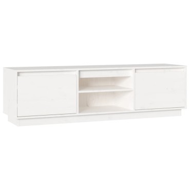vidaXL Έπιπλο Τηλεόρασης Λευκό 140x35x40cm από Μασίφ Ξύλο Πεύκου