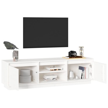vidaXL Έπιπλο Τηλεόρασης Λευκό 140x35x40cm από Μασίφ Ξύλο Πεύκου