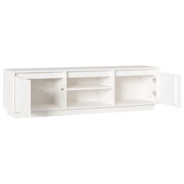 vidaXL Έπιπλο Τηλεόρασης Λευκό 140x35x40cm από Μασίφ Ξύλο Πεύκου