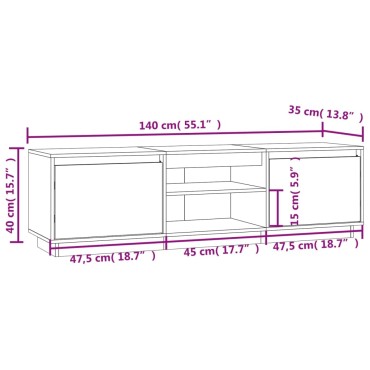 vidaXL Έπιπλο Τηλεόρασης Λευκό 140x35x40cm από Μασίφ Ξύλο Πεύκου