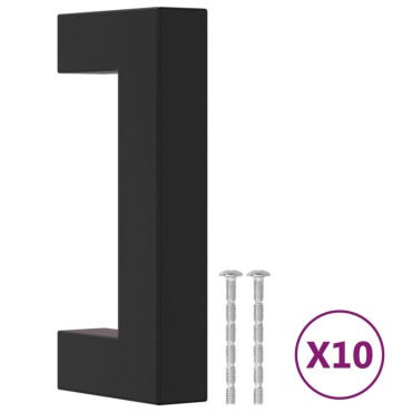 vidaXL Λαβές Ντουλαπιών 10 τεμ. Μαύρες 64 χιλ. από Ανοξείδωτο Ατσάλι