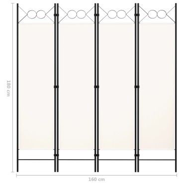 vidaXL Διαχωριστικό Δωματίου με 4 Πάνελ Λευκό 160x180cm 1 τεμ.