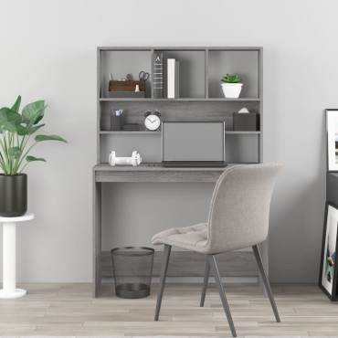 vidaXL Γραφείο με Ράφια Γκρι Sonoma 102x45x148cm Επεξεργασμένο Ξύλο 1 τεμ.