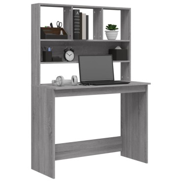 vidaXL Γραφείο με Ράφια Γκρι Sonoma 102x45x148cm Επεξεργασμένο Ξύλο 1 τεμ.