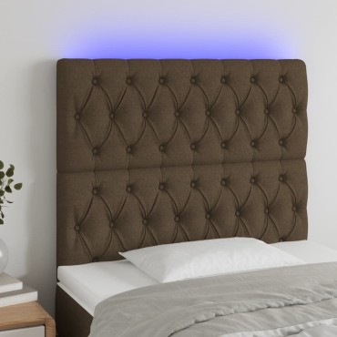vidaXL Κεφαλάρι Κρεβατιού LED Σκούρο Καφέ 100x7x118/128cm Υφασμάτινο 1 τεμ.