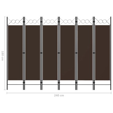 vidaXL Διαχωριστικό Δωματίου με 6 Πάνελ Καφέ 240x180cm 1 τεμ.