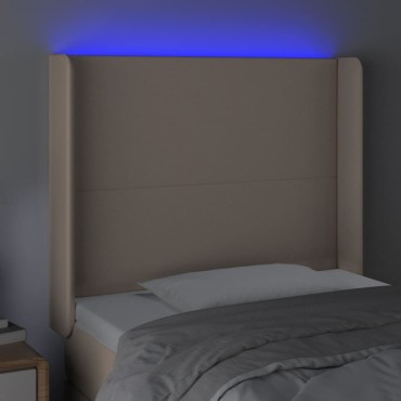 vidaXL Κεφαλάρι Κρεβατιού LED Καπουτσίνο 83x16x118/128 εκ 1 τεμ.