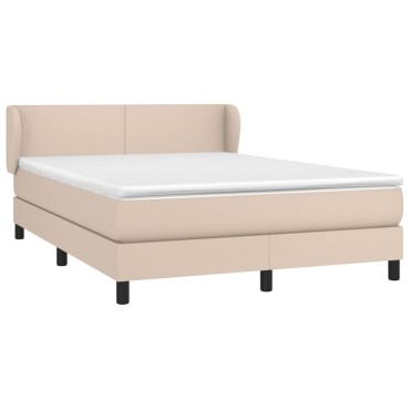 vidaXL Κρεβάτι Boxspring με Στρώμα Καπουτσίνο 140x200εκ.από Συνθ.Δέρμα