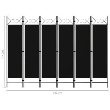 vidaXL Διαχωριστικό Δωματίου με 6 Πάνελ Μαύρο 240x180cm 1 τεμ.