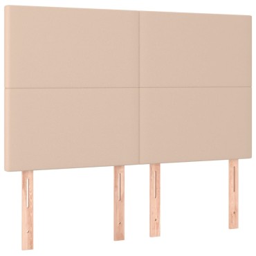 vidaXL Κρεβάτι Boxspring Στρώμα&LED Καπουτσίνο 140x200 εκ. Συνθ. Δέρμα