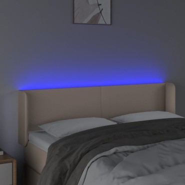 vidaXL Κεφαλάρι Κρεβατιού LED Καπουτσίνο 147x16x78/88cm Συνθετ. Δέρμα 1 τεμ.